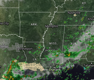 Southern Mississippi Valley Weather Doppler Radar and Satellite Map