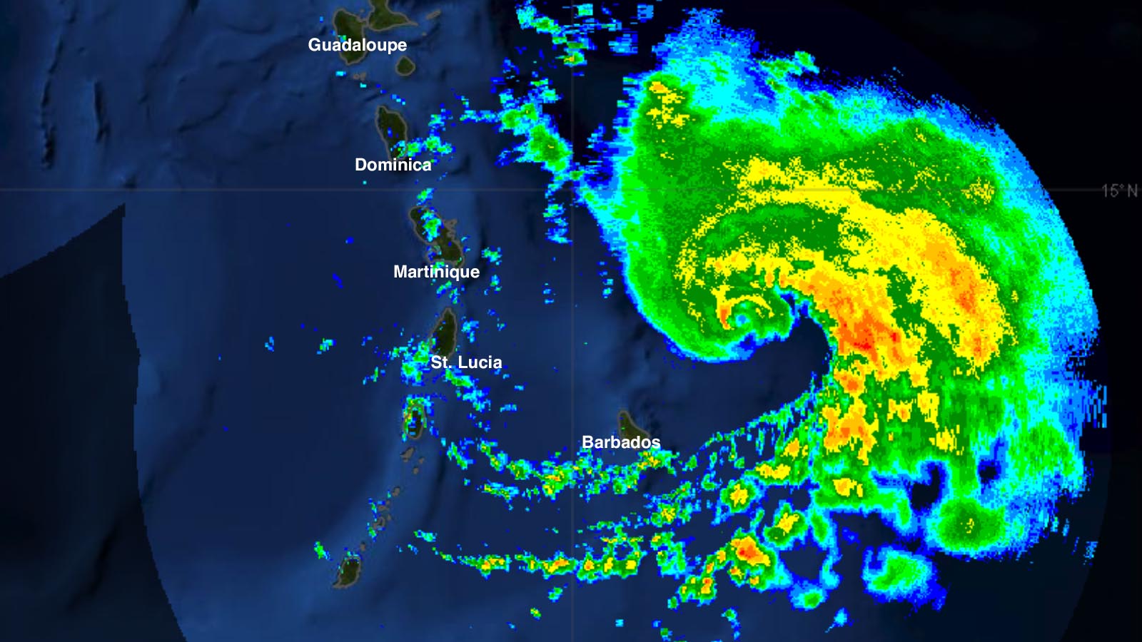 Hurricane Tammy strengthening as it approaches the Leeward Islands