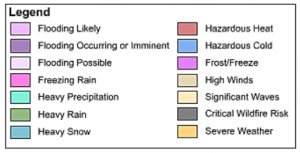 US Weather Hazards Outlook Day 3-7 Legend