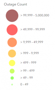 US Power Outage Map Legend