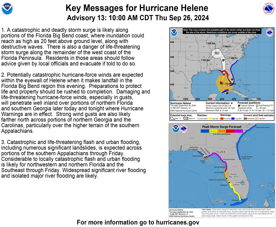 Tropical Tidbits — [Thursday] Hurricane Helene on Final Approach to Florida; Extreme Impacts Expected in Some Areas