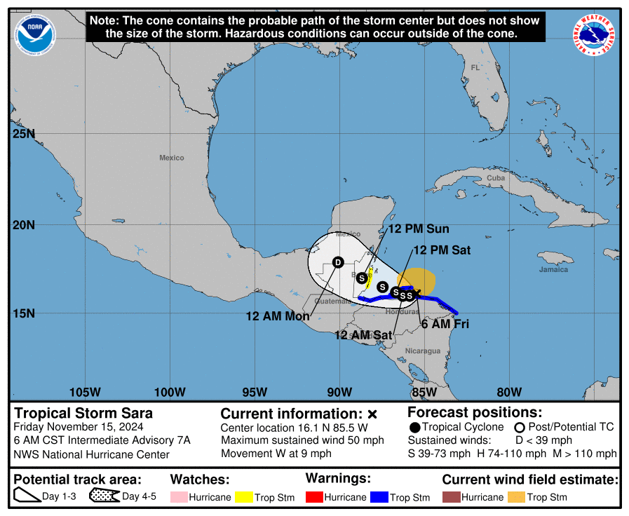 Tropical Storm Sara near the Honduras coast, a Central America flood maker – The Eyewall