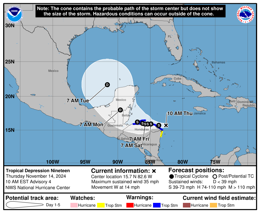 Tropical Tidbits — [Thursday] Tropical Depression 19 Forms in the Western Caribbean