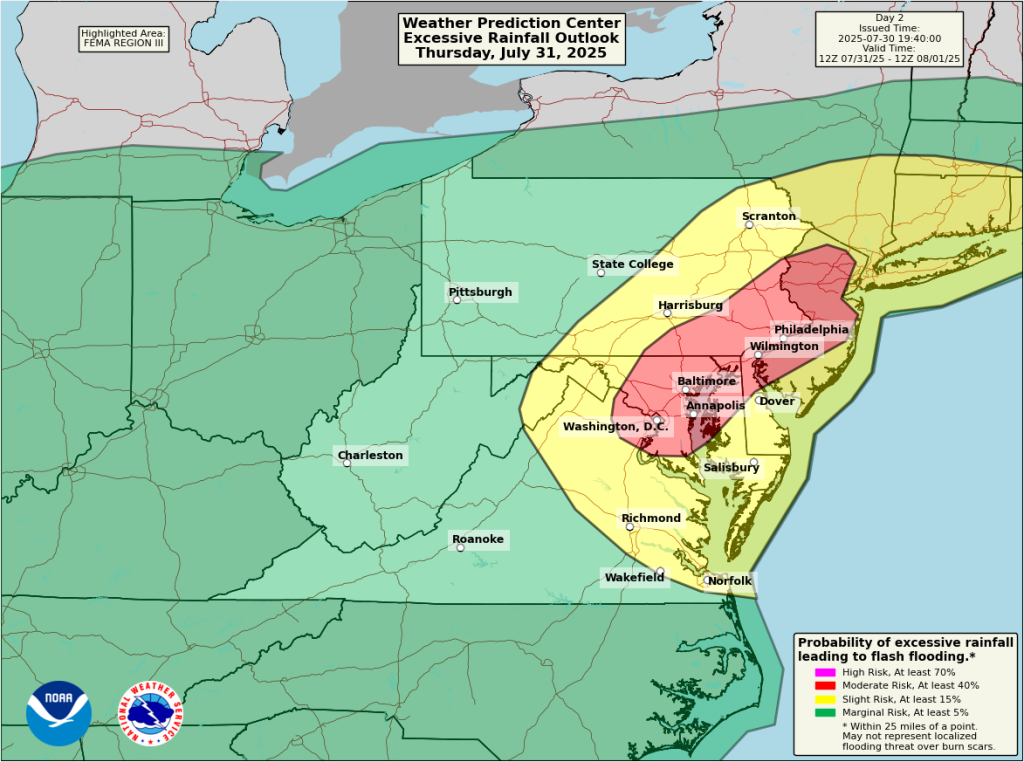 Increasing flooding threat in the Mid-Atlantic for Thursday – The Eyewall
