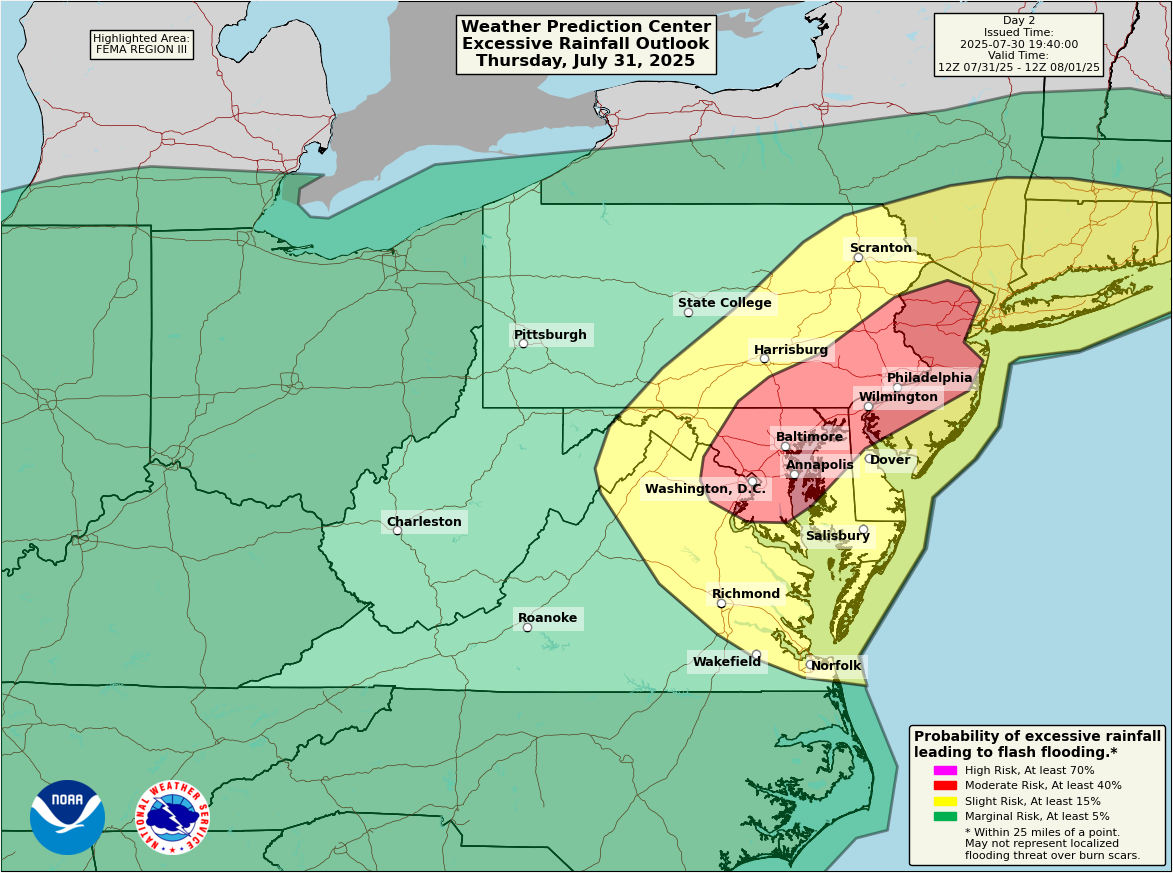 Increasing flooding threat in the Mid-Atlantic for Thursday – The Eyewall