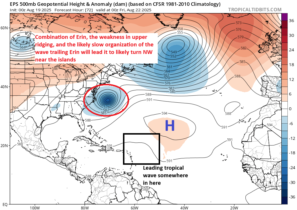 Erin on track to impact the U.S. East Coast with waves and erosion while we size up the disturbances behind it in the Atlantic – The Eyewall