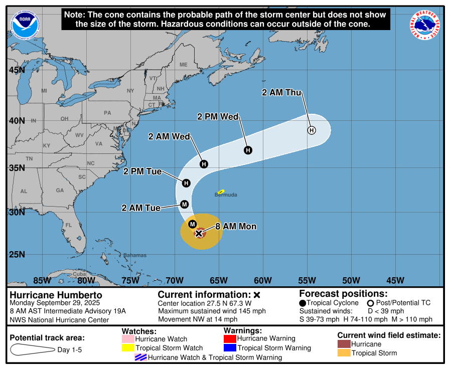 Imelda may aim for Bermuda as it follows Humberto off to the northeast this week – The Eyewall