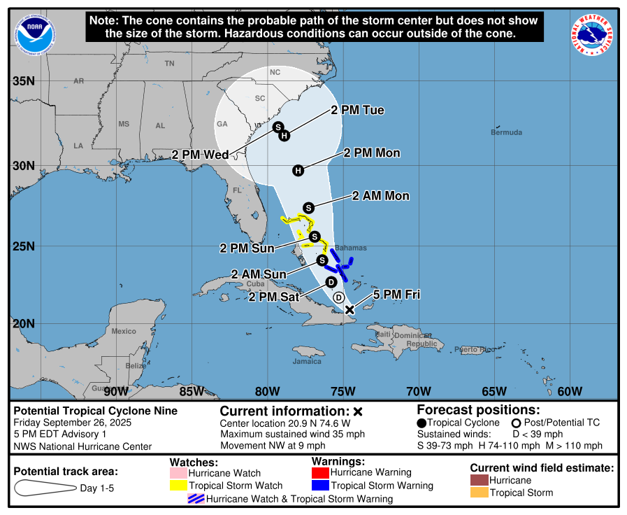 Potential Tropical Cyclone 9 looking like it’s going to be a serious rainstorm for the eastern Carolinas – The Eyewall
