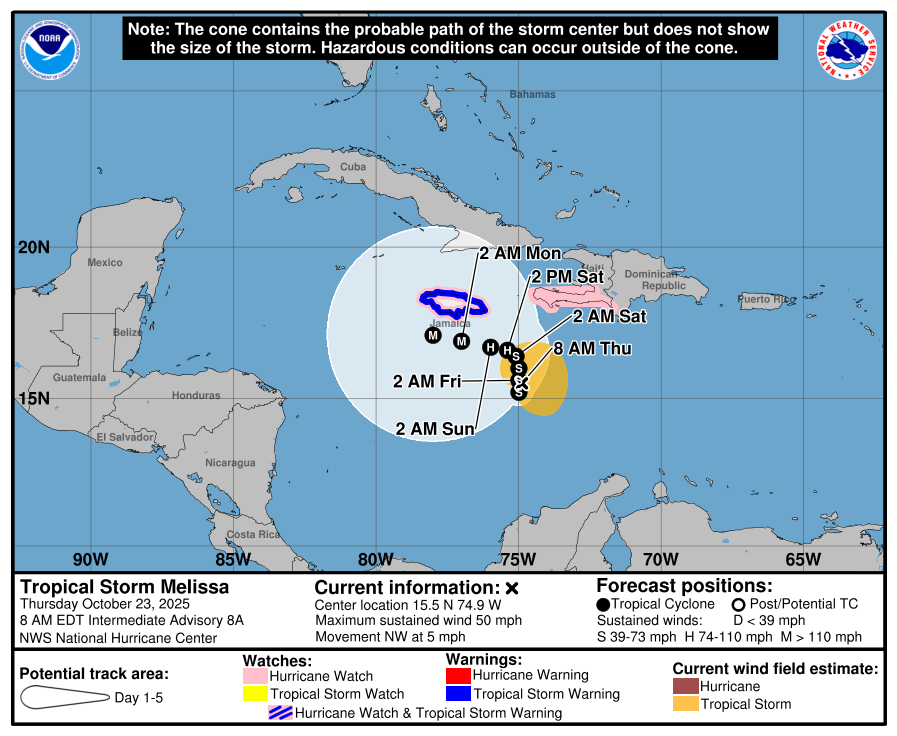 Melissa to torment portions of the Caribbean, especially parts of Jamaica, with days of heavy rain and potentially catastrophic flooding concerns