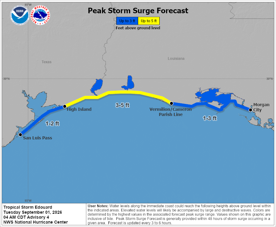 Tropical Storm Edouard begins its final approach toward the Texas-Louisiana border – The Eyewall