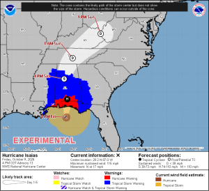Isaias clinging to major hurricane intensity as it approaches the Gulf Coast, as Tropical Storm Watches are issued in California for Rachel