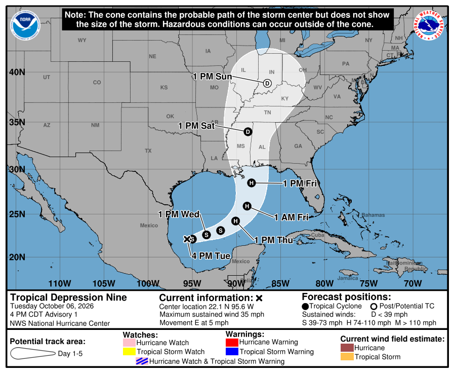 Tropical Depression 9 likely to threaten the central or eastern Gulf Coast as a hurricane by the weekend – The Eyewall